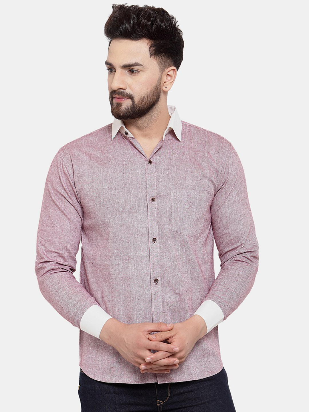 Enchanted Drapes Slim Fit Spread Collar Pure Cotton Casual Shirt