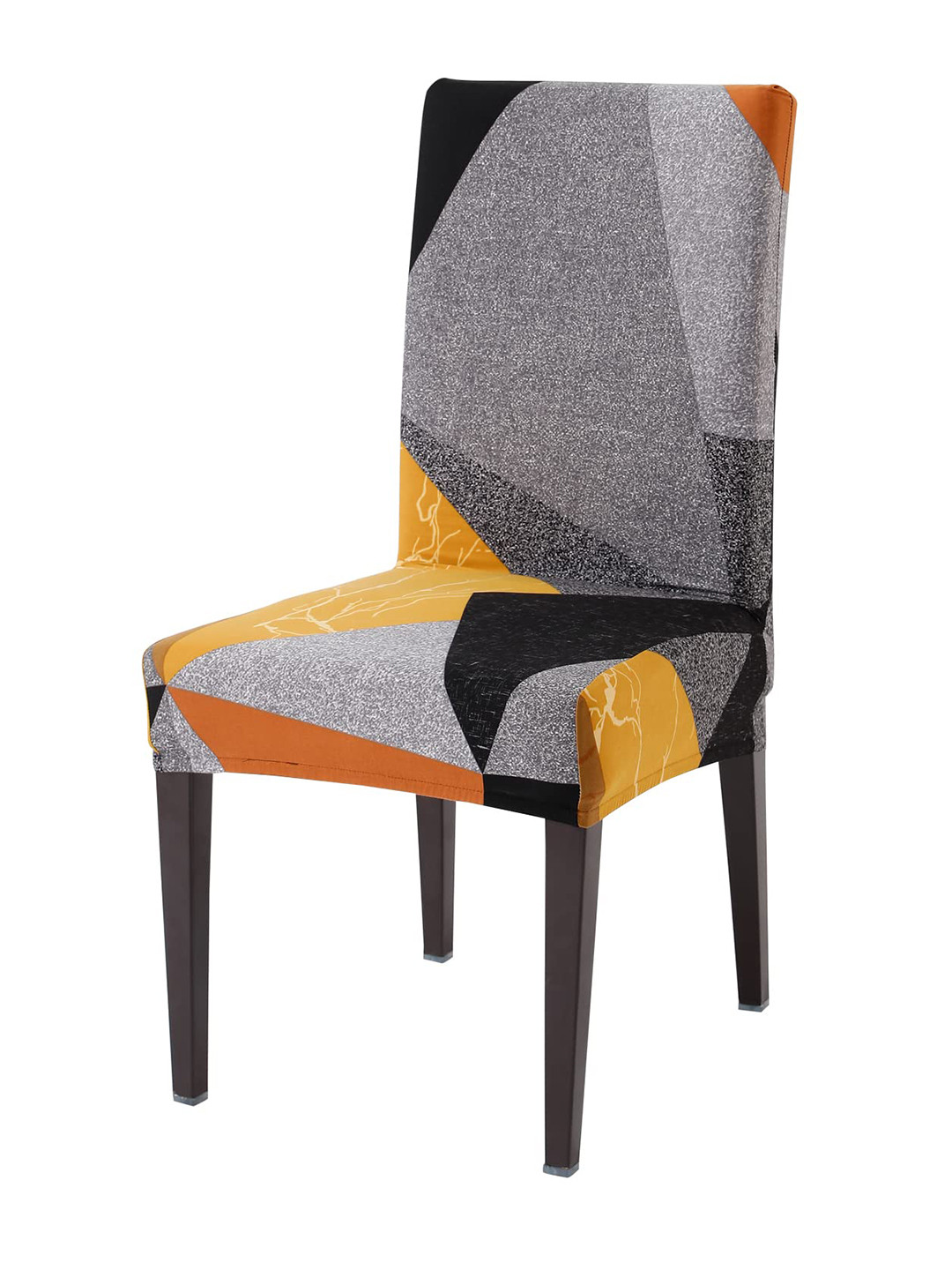 HOKIPO Grey & Black Printed Stretchable Chair Covers