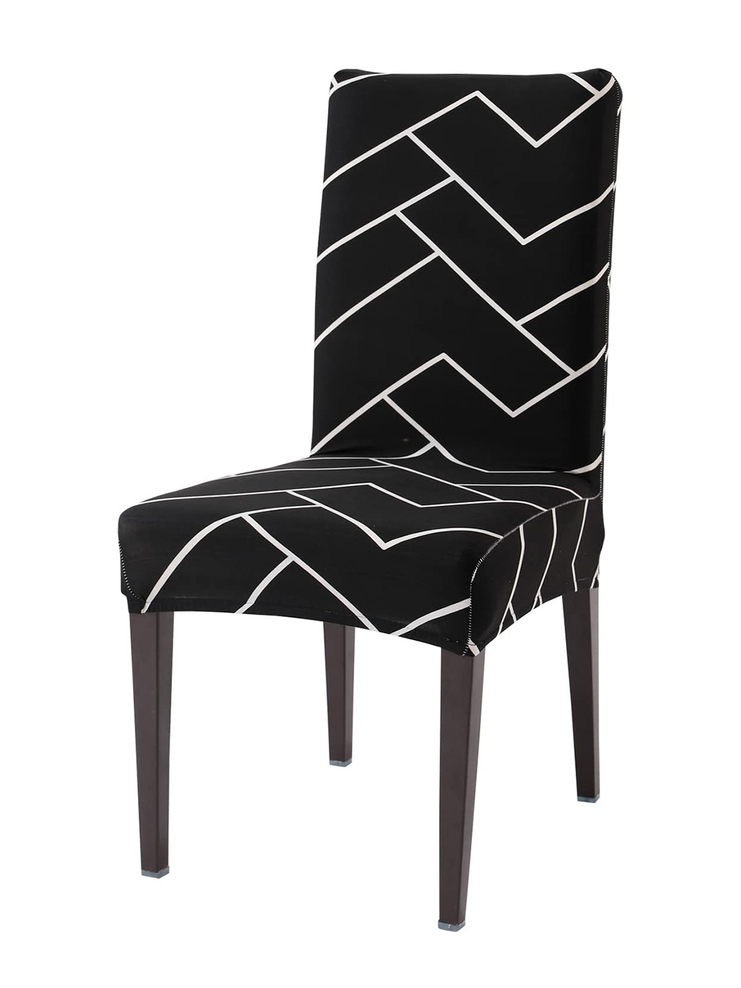 HOKIPO Black & White Printed Stretchable Chair Cover