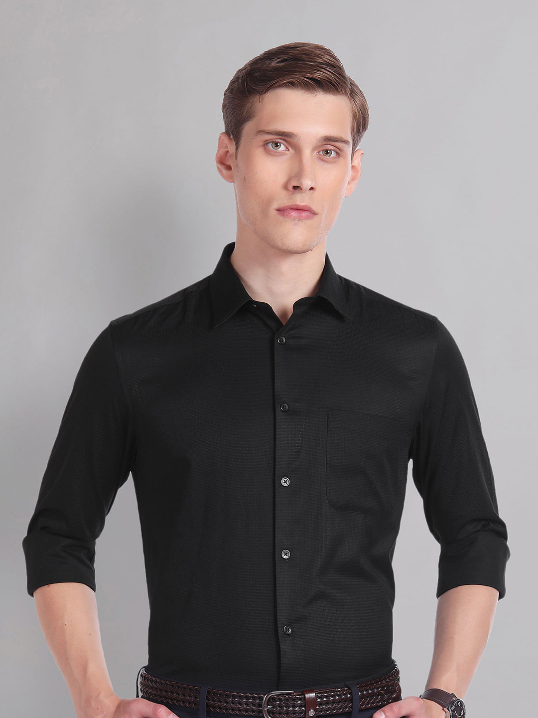 AD By Arvind Textured Dobby Formal Shirt