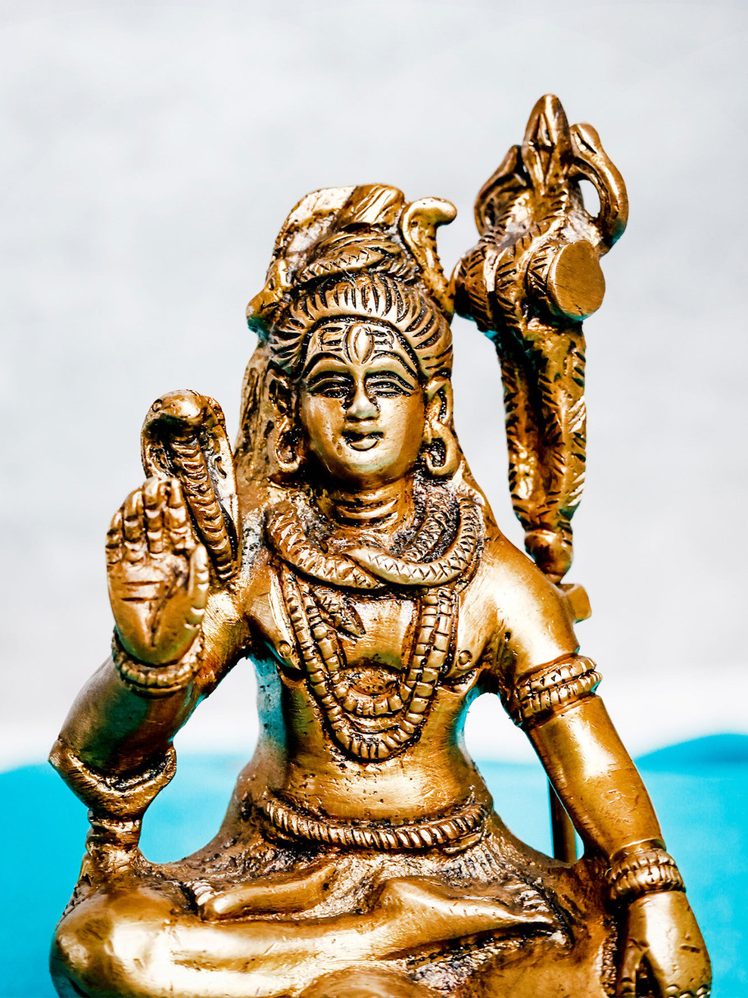 The Advitya Shiva Gold Brass Metallic Prayer Room Small Showpiece - 4.4 Inches