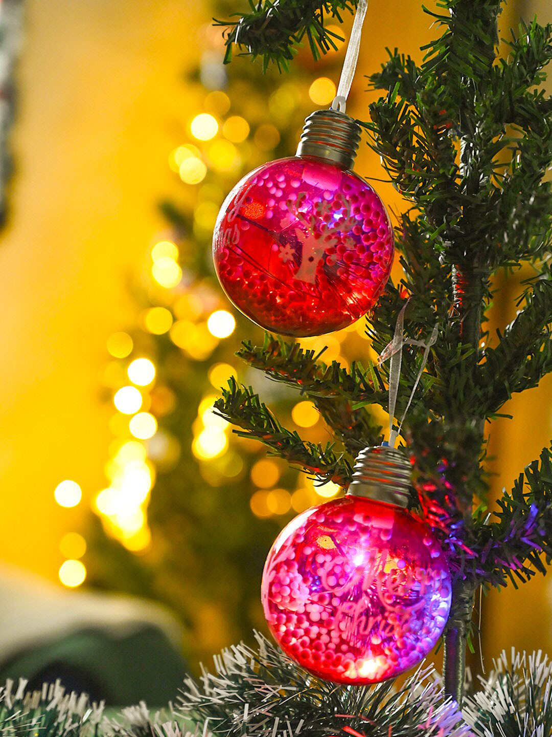 MARKET99 Red 2 Pieces Red Hanging Balls Tree Ornaments Christmas Decor