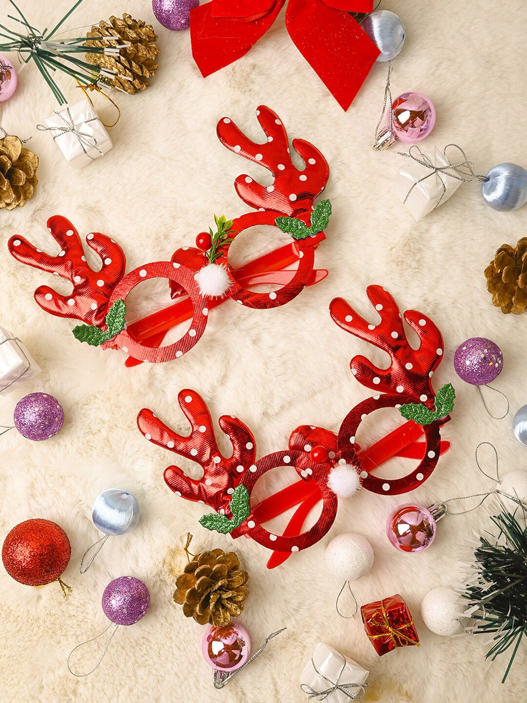 MARKET99 2 Pieces Red & White Christmas Theme Party Spectacles