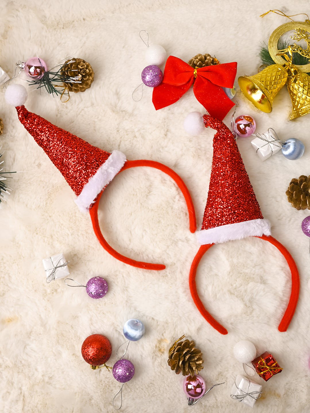 MARKET99 Red & White 2 Pieces Headbands Christmas Decor