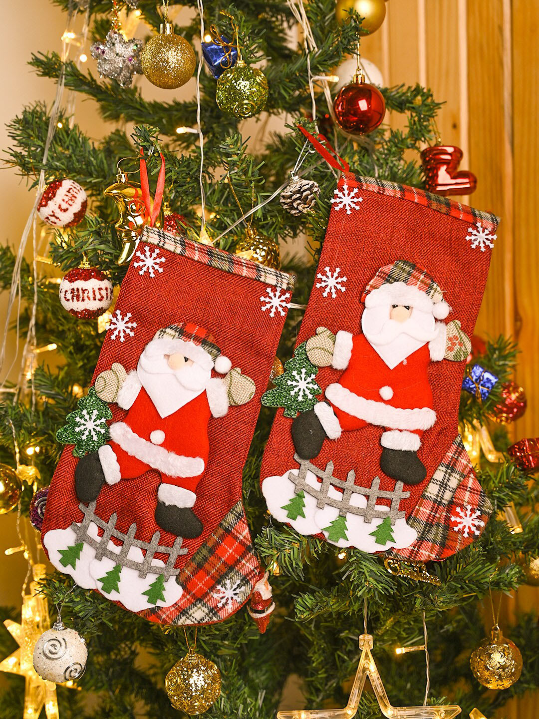 MARKET99 Red & White 2 Pieces Stockings Christmas Decor