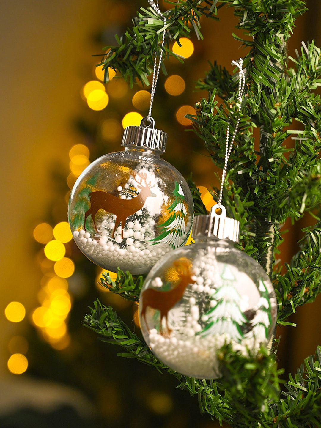 MARKET99 Transparent 2 Pieces Christmas Hanging Balls Christmas Decor