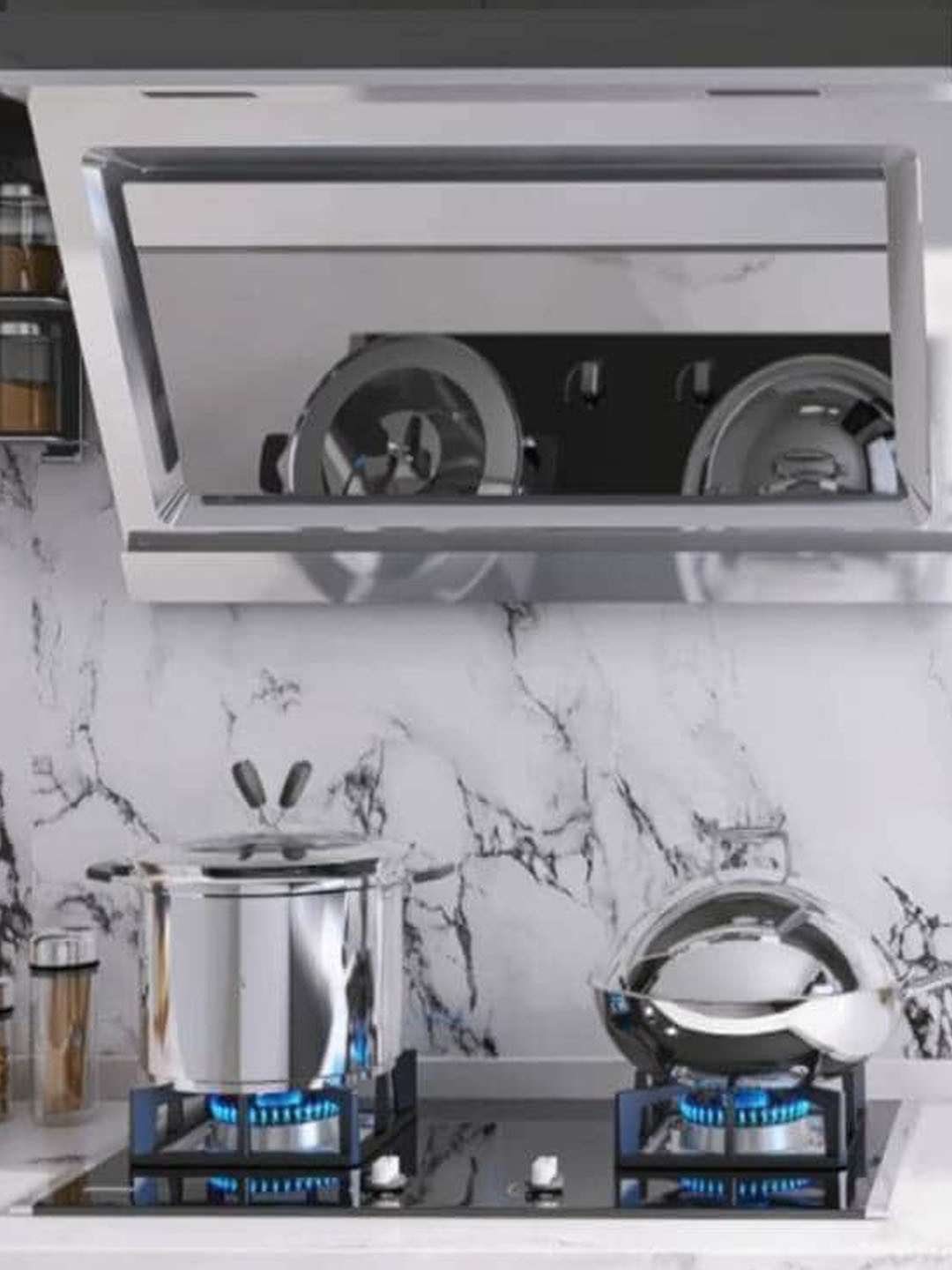 Jaamso Royals White & Black Lining Marbel Design Vinyl Kitchen Wallpaper