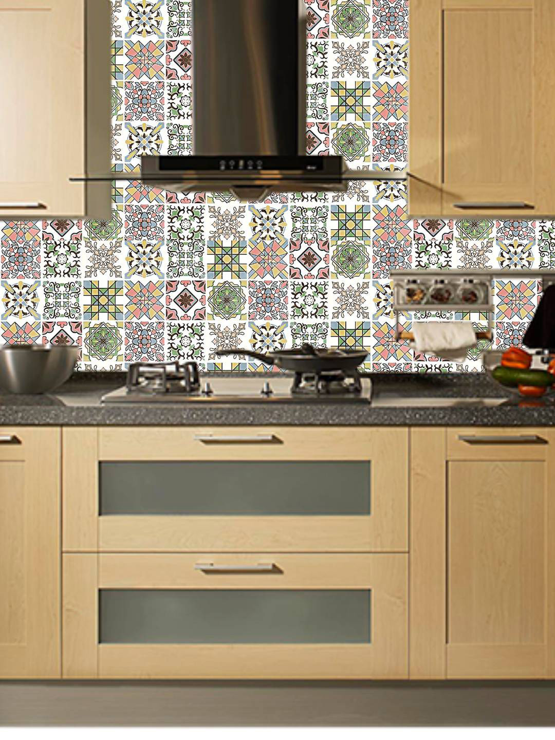 Jaamso Royals Green Hexagon Art Design Peel and Stick Self Adhesive Wallpaper