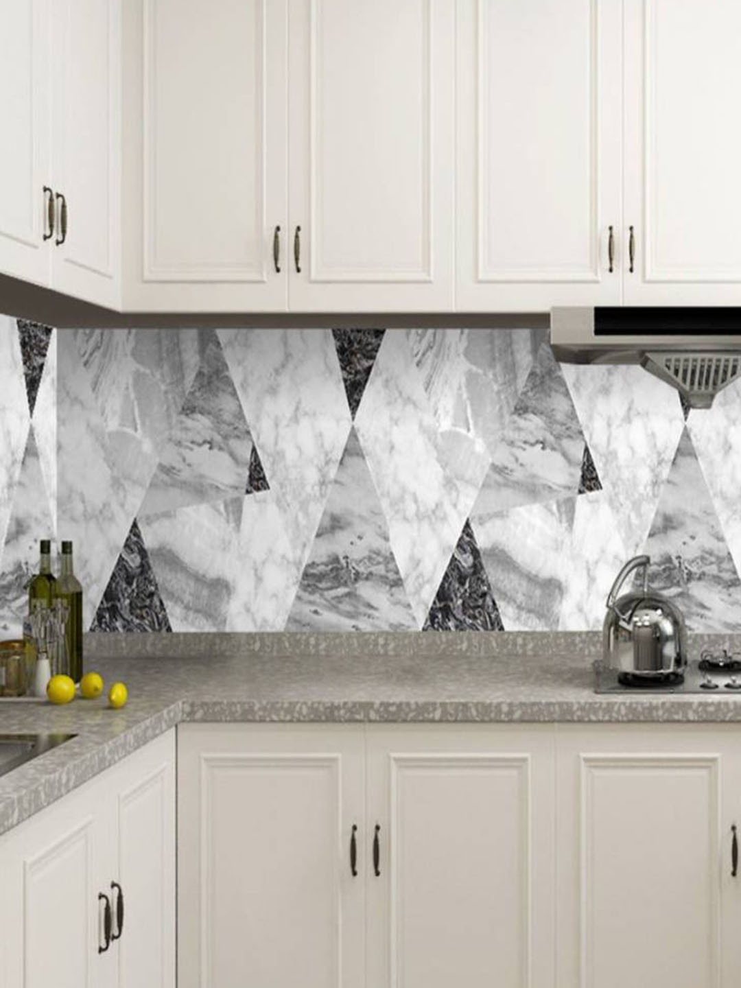 Jaamso Royals White & Black Marble Design Kitchen Wallpaper