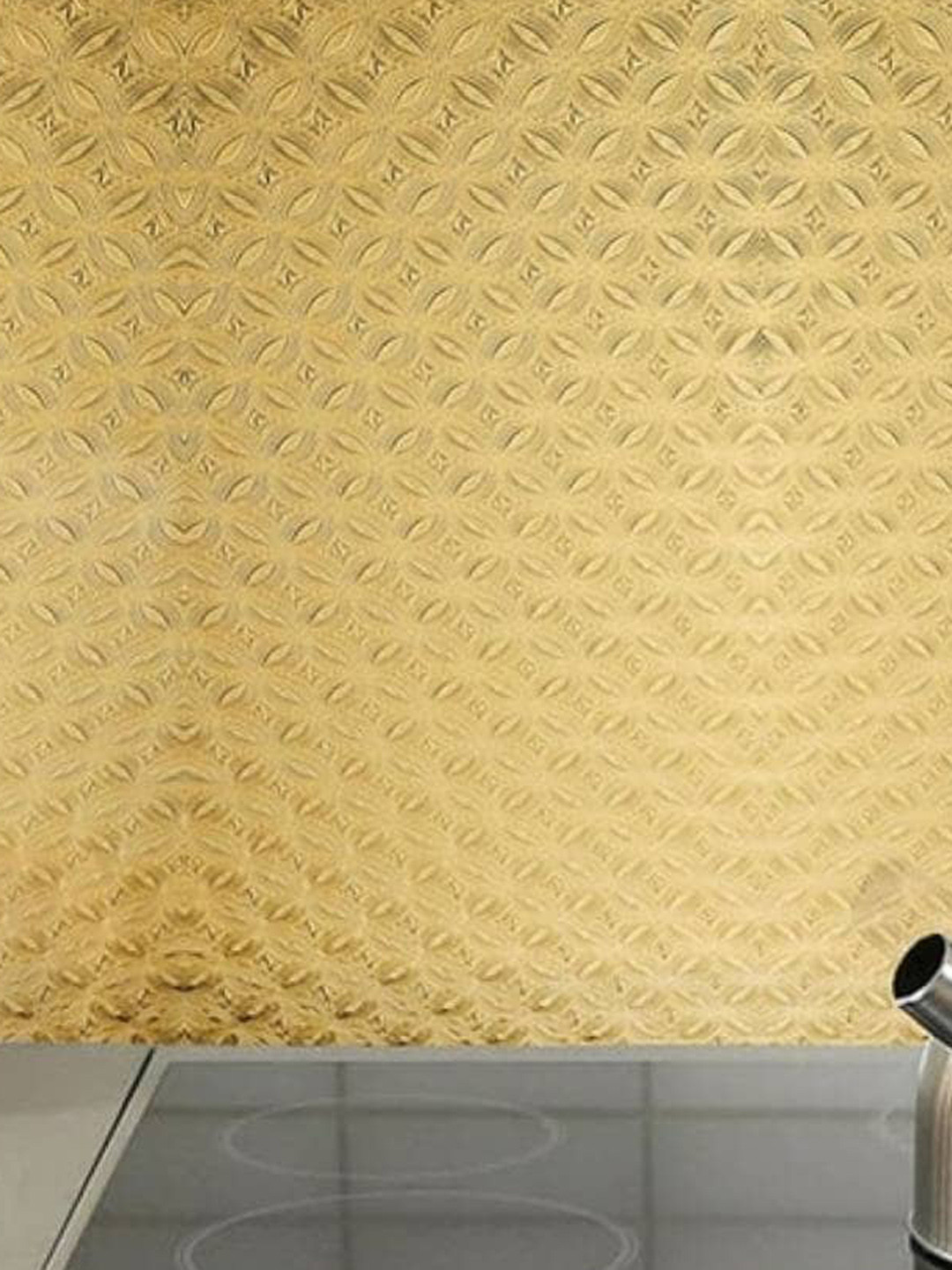 Jaamso Royals Gold Toned Small Square Design Vinyl Kitchen Wallpaper