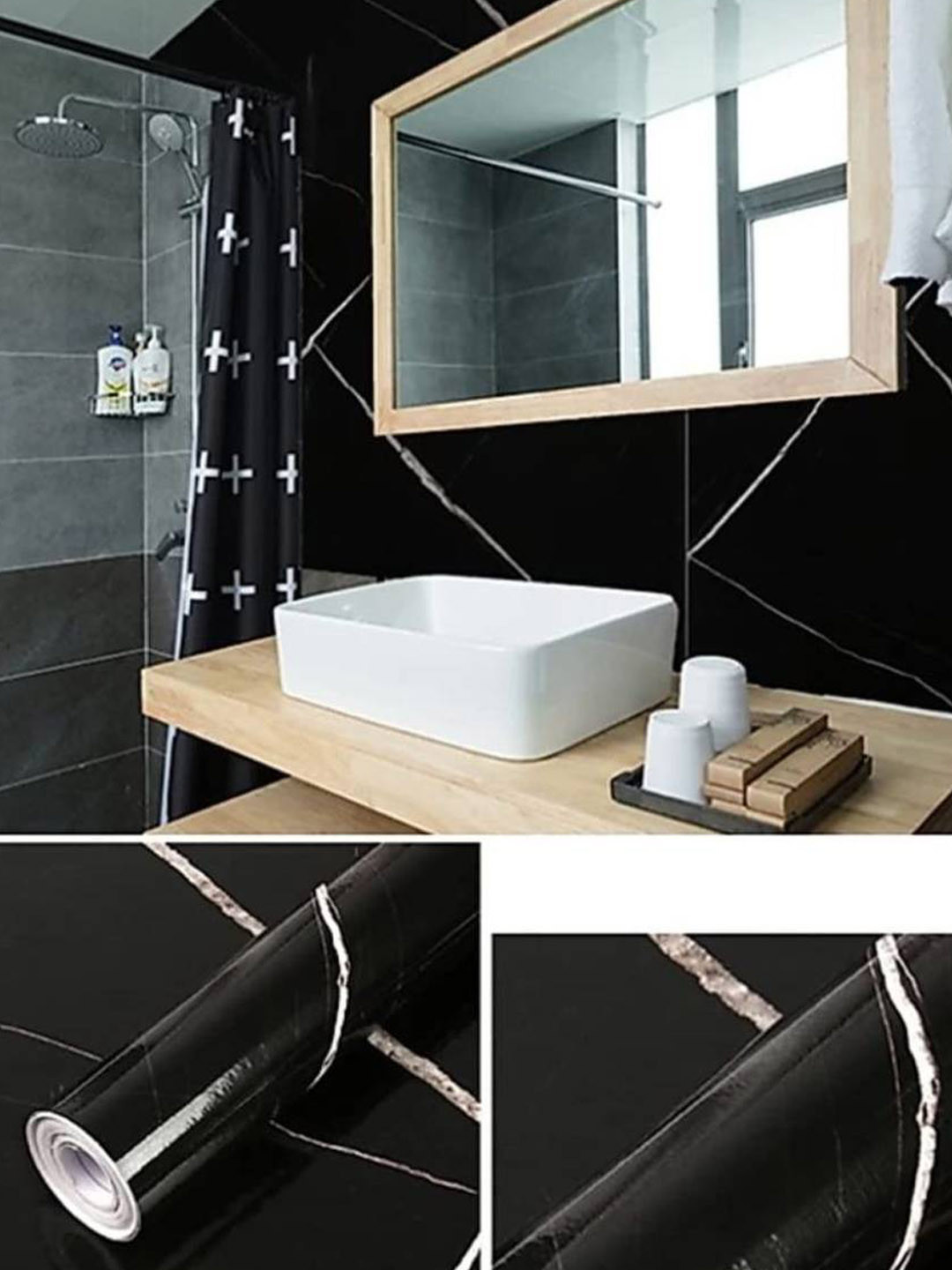 Jaamso Royals Black Marble Self Adhesive Vinyl Wallpaper