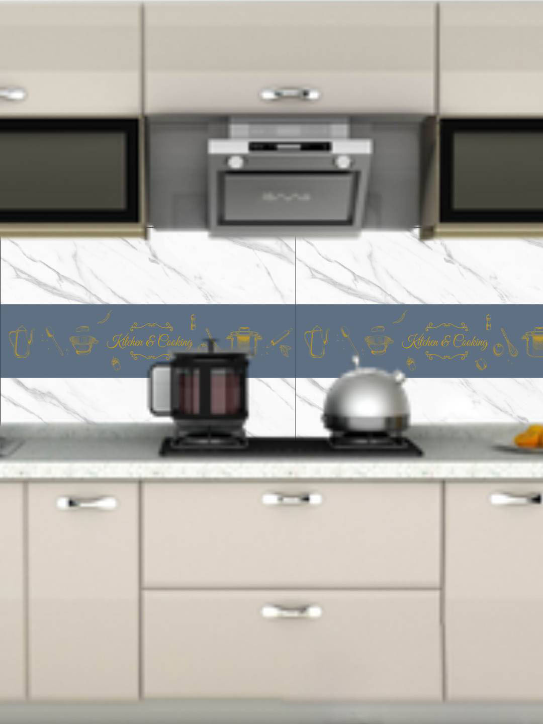 Jaamso Royals Kitchen & Cooking Design Vinyl Oil Proof Rust Proof Kitchen Wallpaper