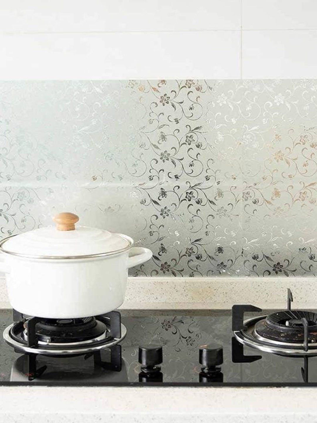 Jaamso Royals Silver Toned Tree Branches Kitchen Self adhesive Wallpaper