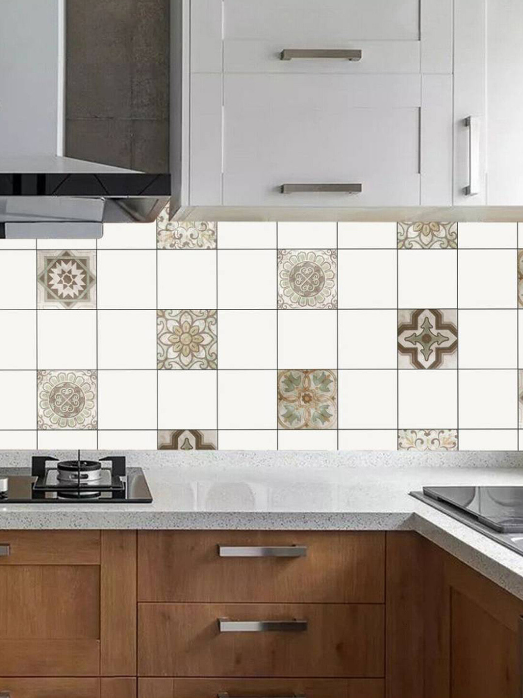 Jaamso Royals White & Grey Decorative Floor Sticker Kitchen Wallpaper