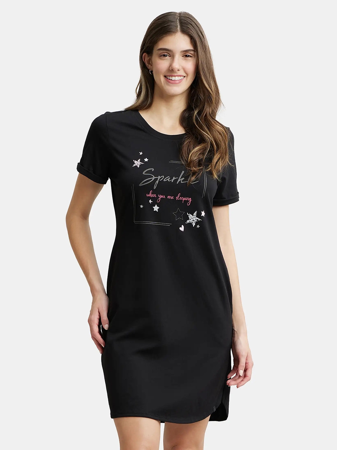 Buy Jockey Printed Super Combed Cotton Curved Hem Styled Sleep Dress RX44 Nightdress for Women 26280514 Myntra