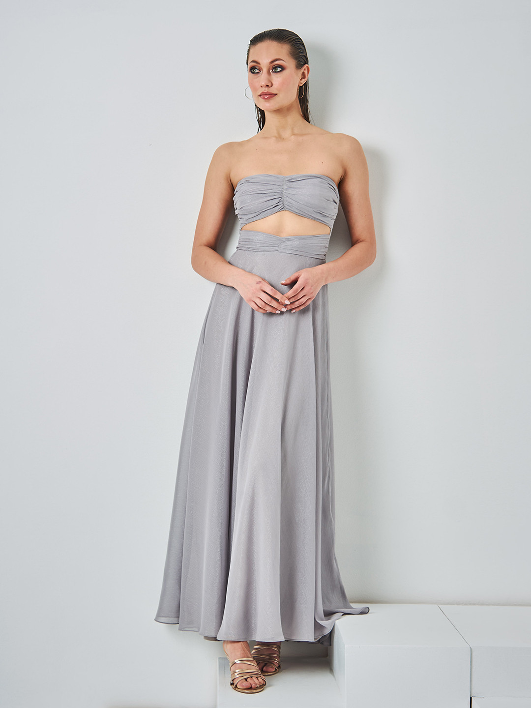 By The Bay Strapless Maxi Georgette Dress