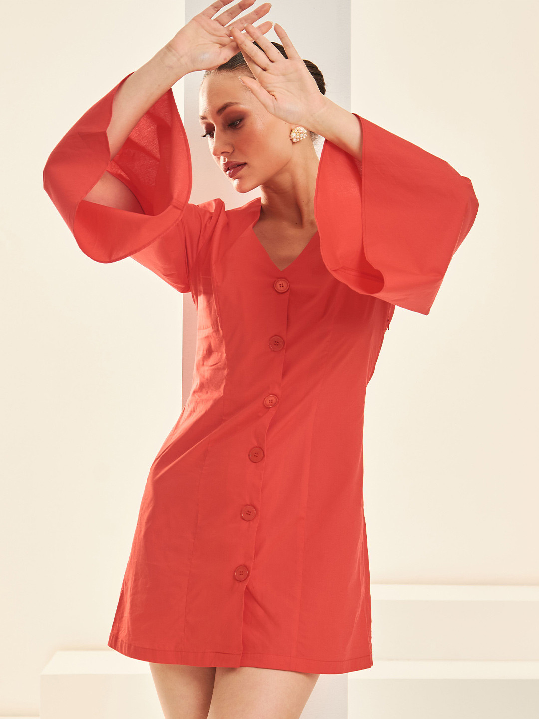 By The Bay V-Neck Cotton Sheath Dress