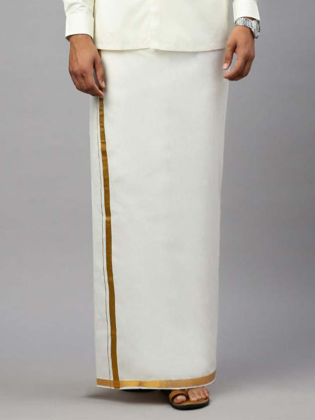 Ramraj Zari Border Mid-Rise Pure Cotton Dhoti