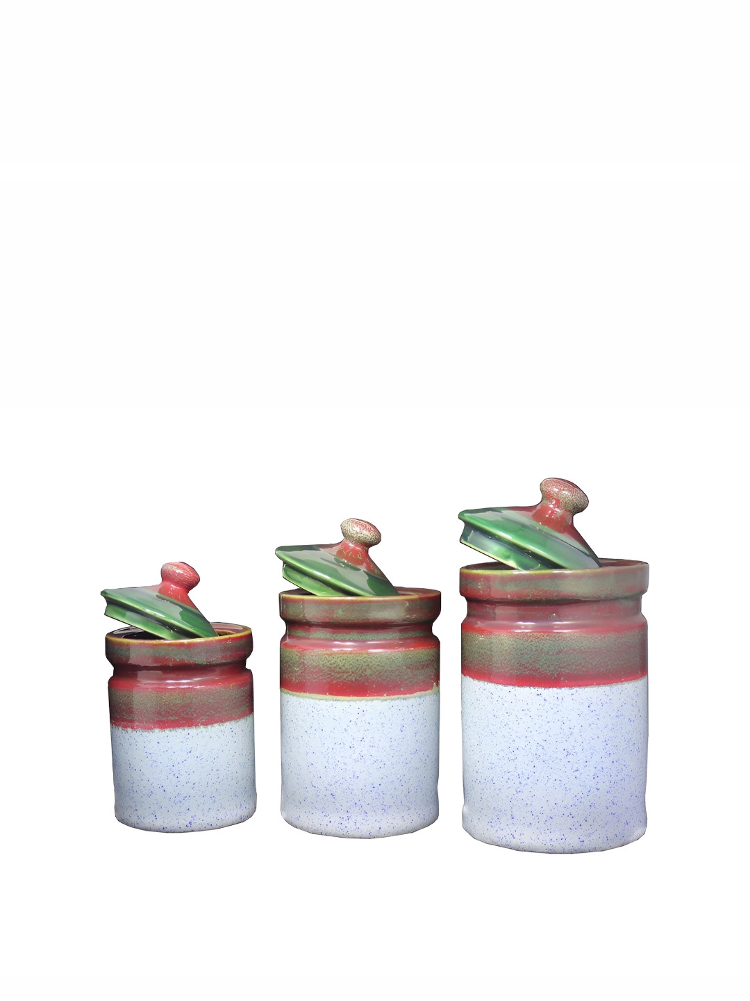 Caffeine Handmade Brown Ceramic Dishwasher Safe 3 Piece Clip-On Canister