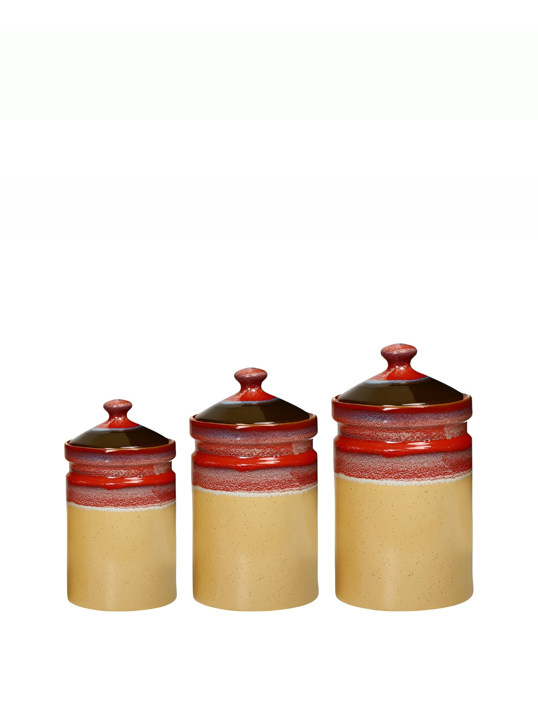 Caffeine Red Ceramic Dishwasher Safe 3 Piece Clip-On Canister