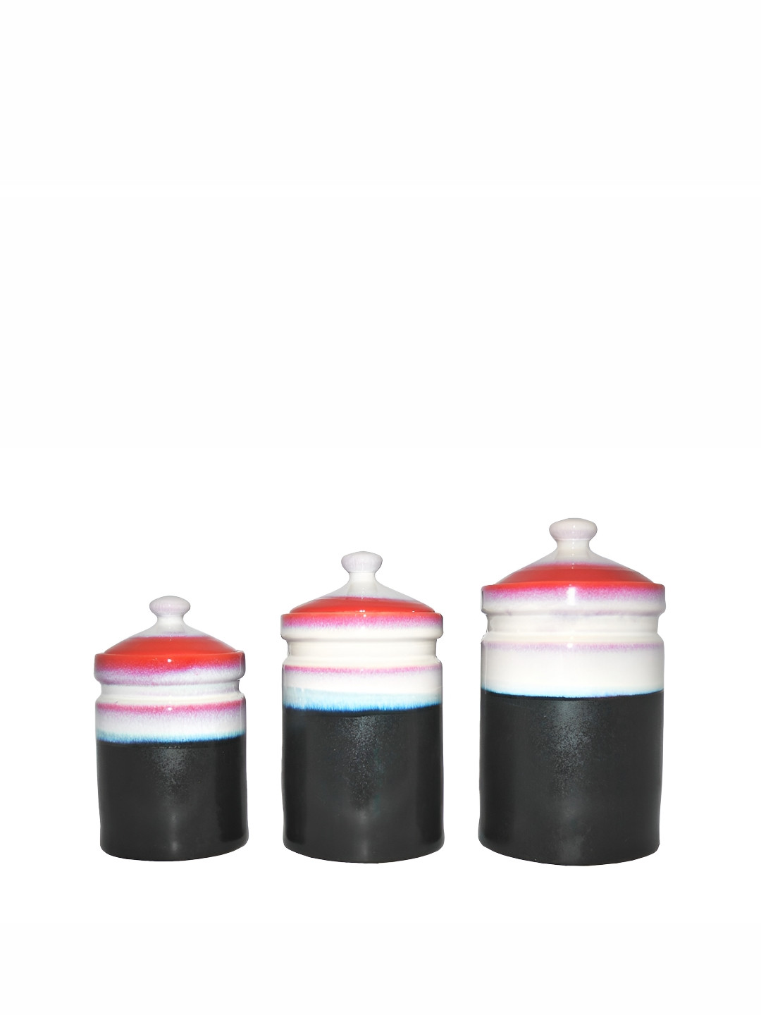 Caffeine Black Ceramic Dishwasher Safe 3 Piece Clip-On Canister