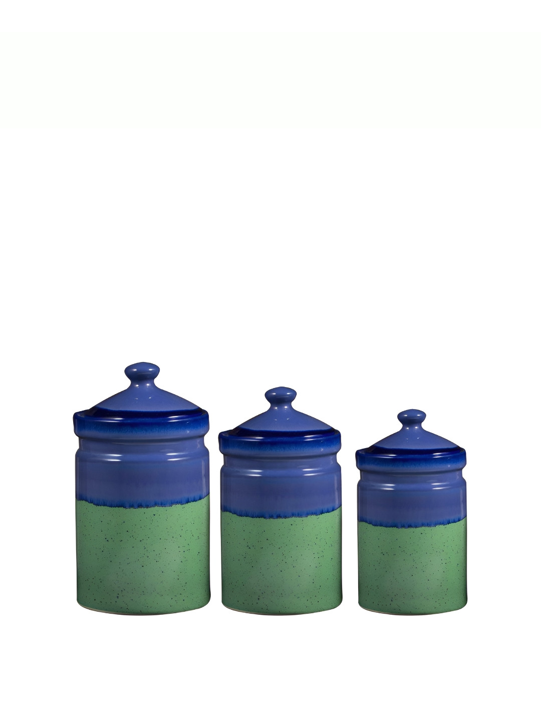 Caffeine Studio Green Ceramic Dishwasher Safe 3 Piece Clip-On Canister