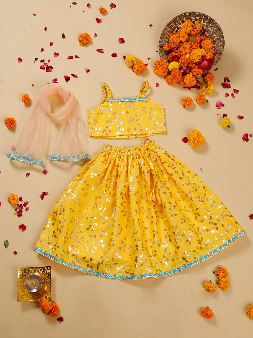 SAKA DESIGNS Girls Printed Ready to Wear Lehenga & Blouse With Dupatta