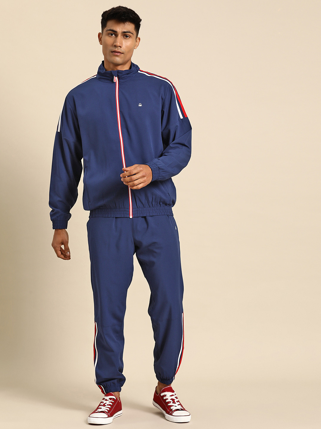 United Colors of Benetton Shoulder Tape Detail Mock Neck Tracksuit