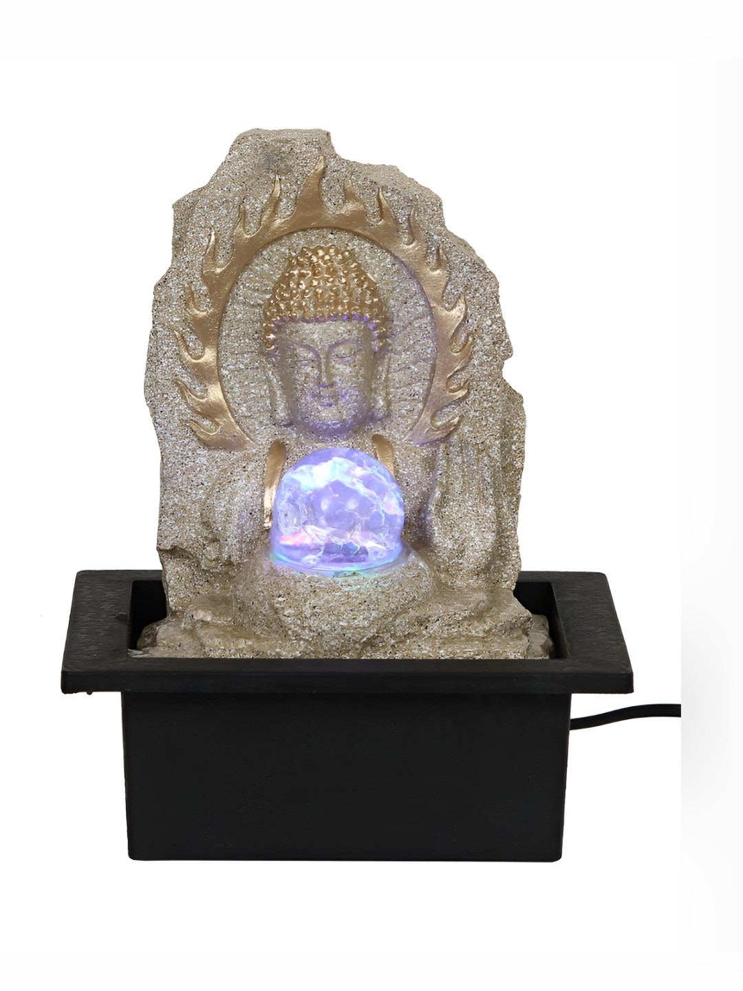 CHRONIKLE Cream & Black Buddha Fountain with LED Light