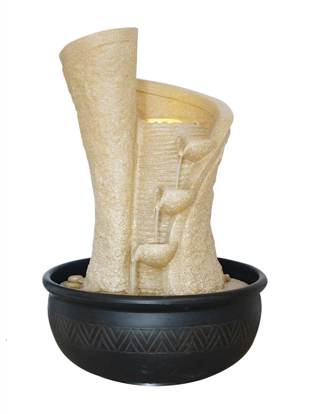 CHRONIKLE Cream & Black 3-Step Water Fountain With LED Light