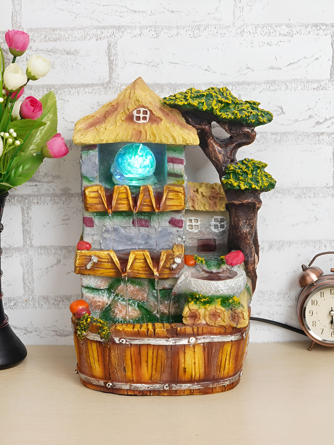 CHRONIKLE Brown & Grey Water Fountain With LED Crystal Ball