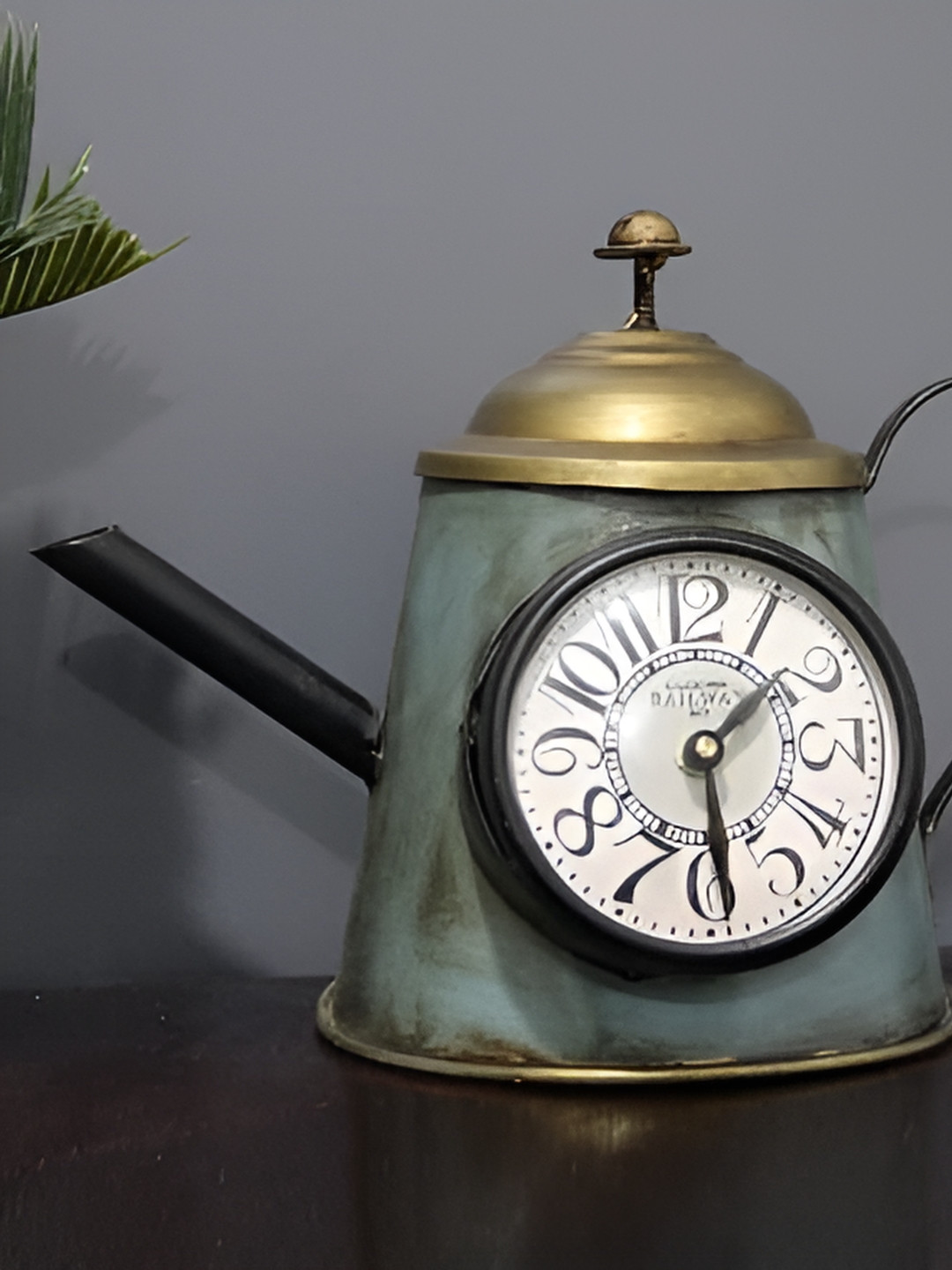 ECLAT FURNISH Table Clock Blue Metal Metallic Kitchen Medium Showpiece - 8.5 Inches