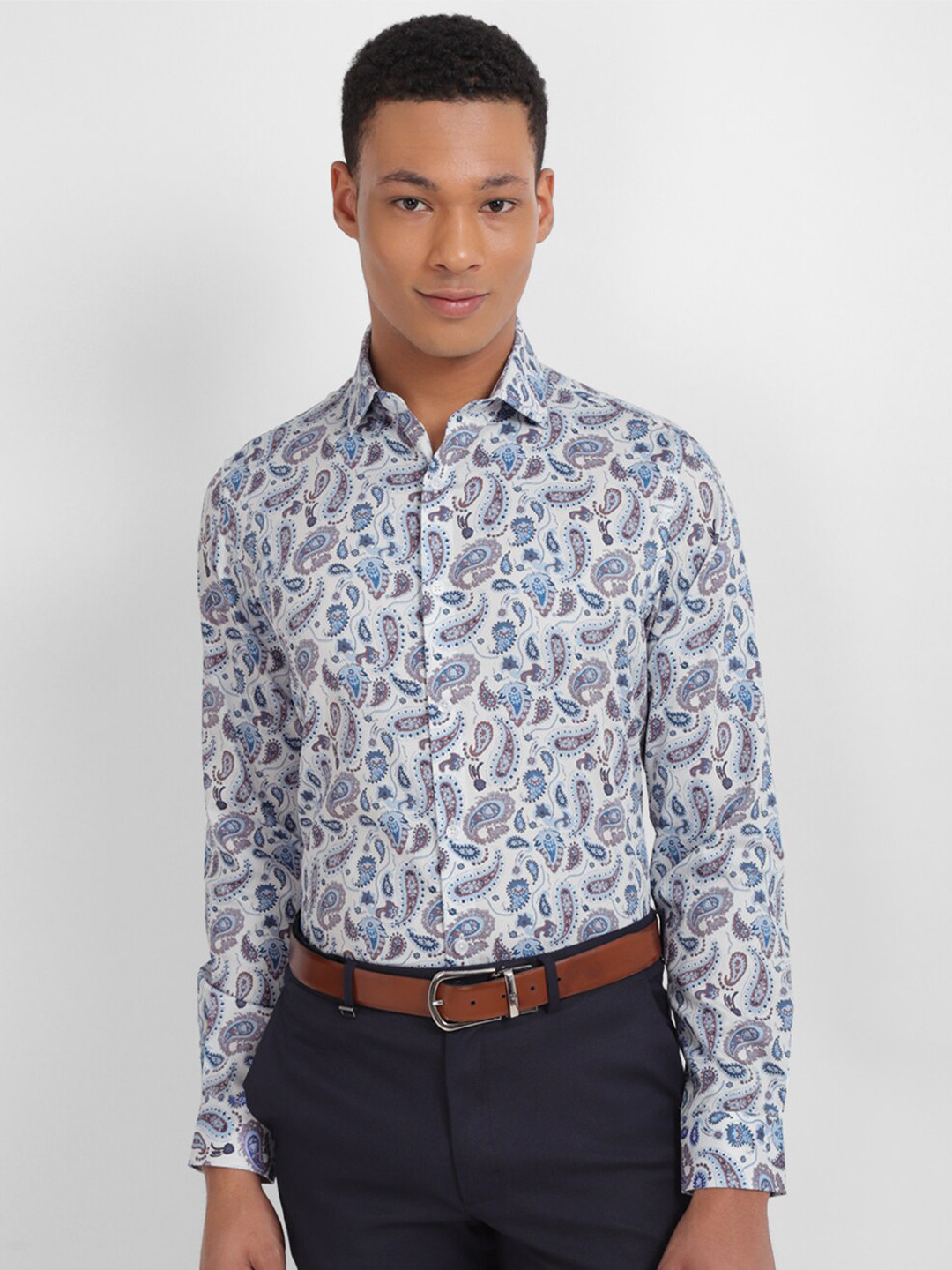Allen Solly Slim Fit Paisley Printed Formal Pure Cotton Shirt