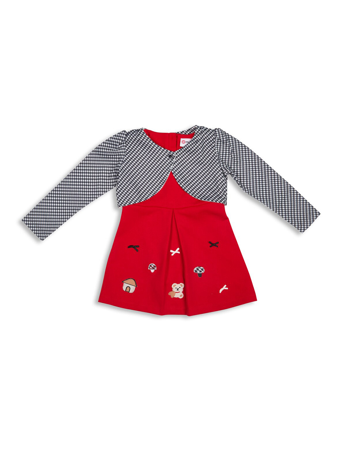 Peppermint Girls Conversational Printed A-Line Dress With Shrug