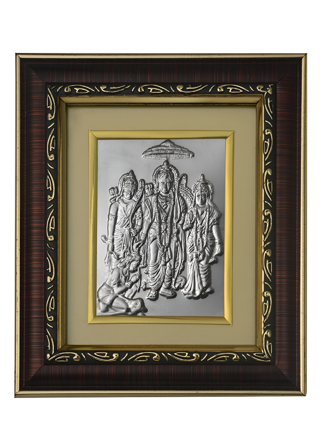 Pray Everyday Silver-Plated & Brown Sita Ram Ji MDF Wall Photo Frame