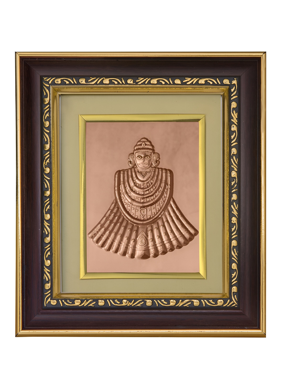 Pray Everyday Brown & Bronze Toned Khatu Shyam Ji Self Design Wall Photo Frame