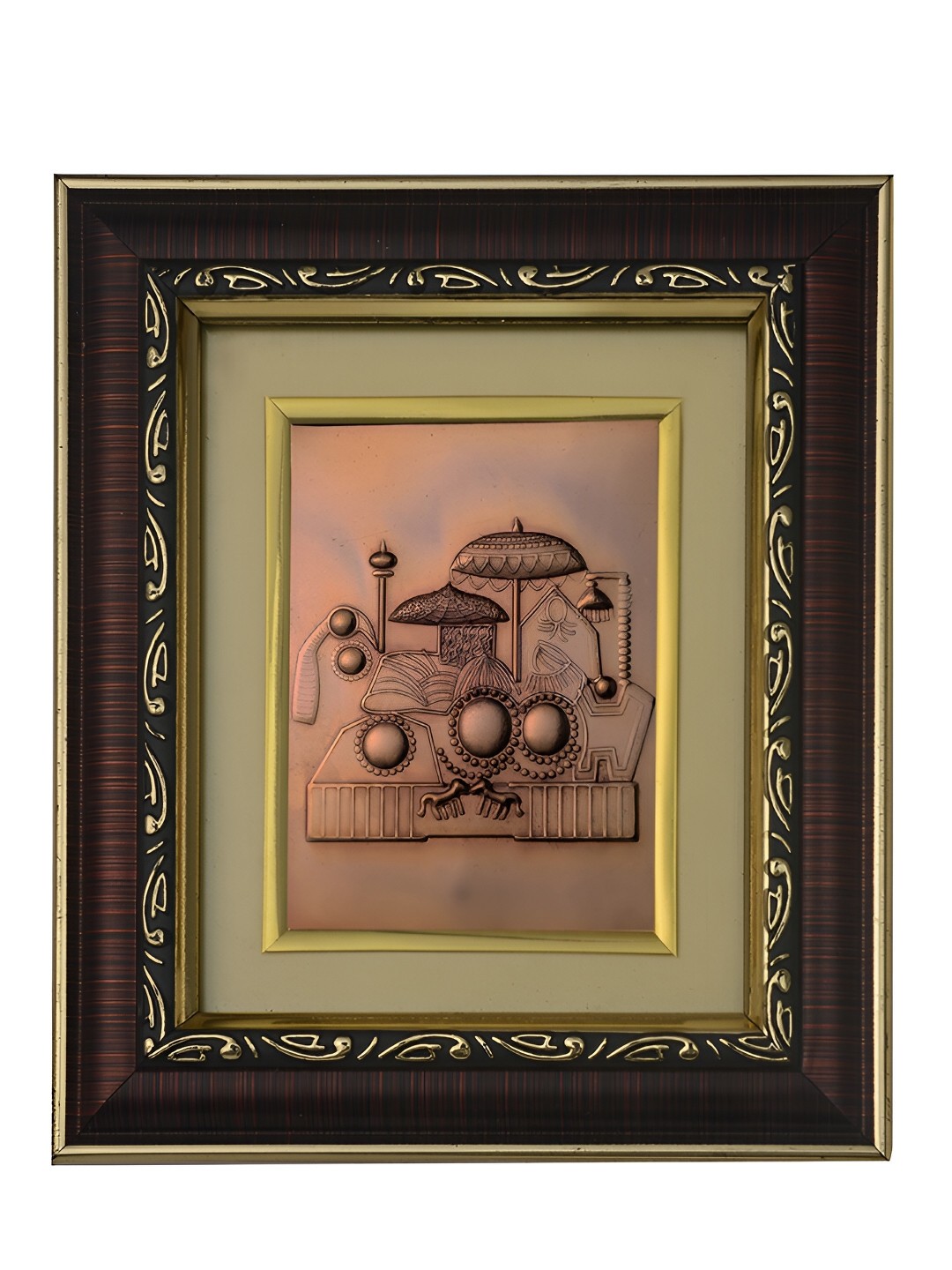 Pray Everyday Copper Toned & Brown Vaishno Mata Self Design Wall Photo Frame