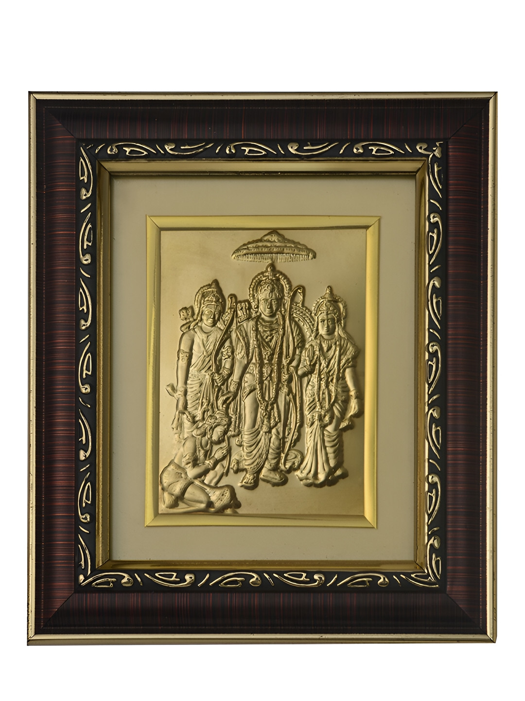 Pray Everyday GoldToned and Yellow Sita Ram Ji Photo Frame