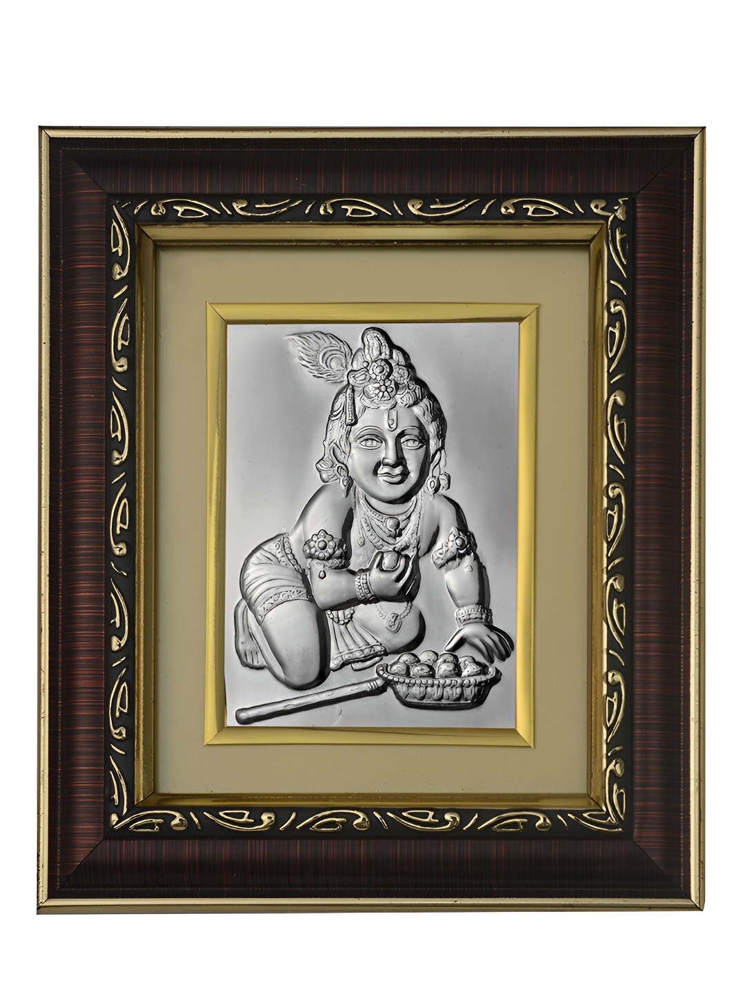 Pray Everyday SilverToned and Grey Ladoo Gopal Ji Photo Frame
