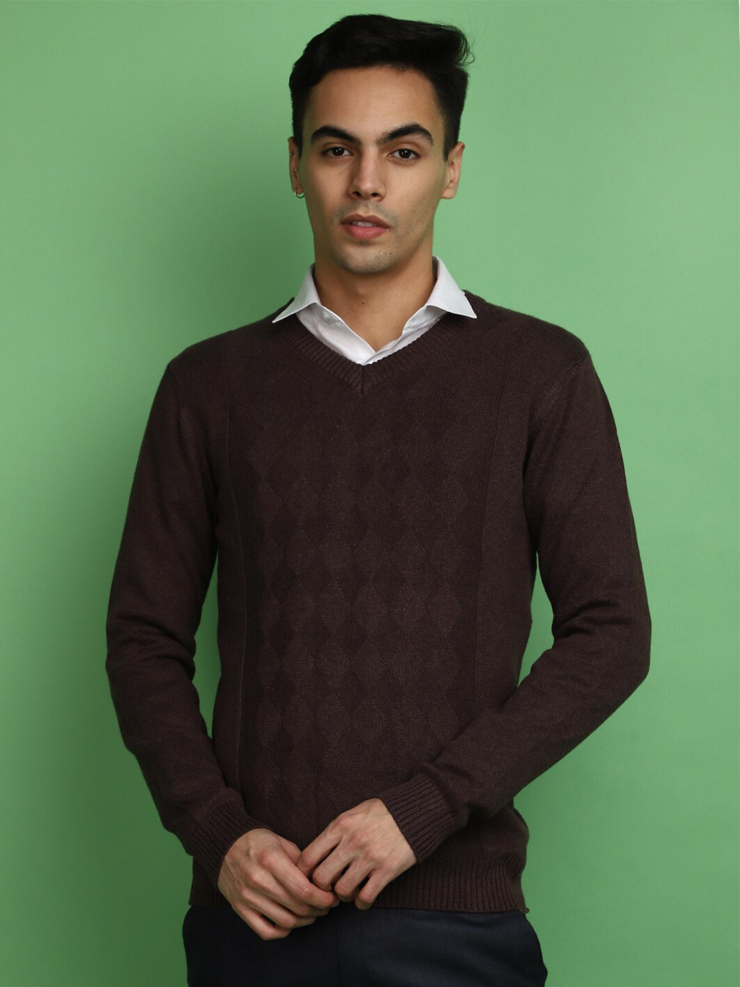 V-Mart Self Designed V-Neck Cotton Pullover