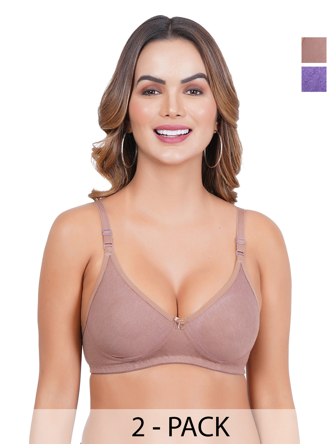 Liigne Plus Size Pack Of 2 Full Coverage Non Padded Everyday Bra With All Day Comfort