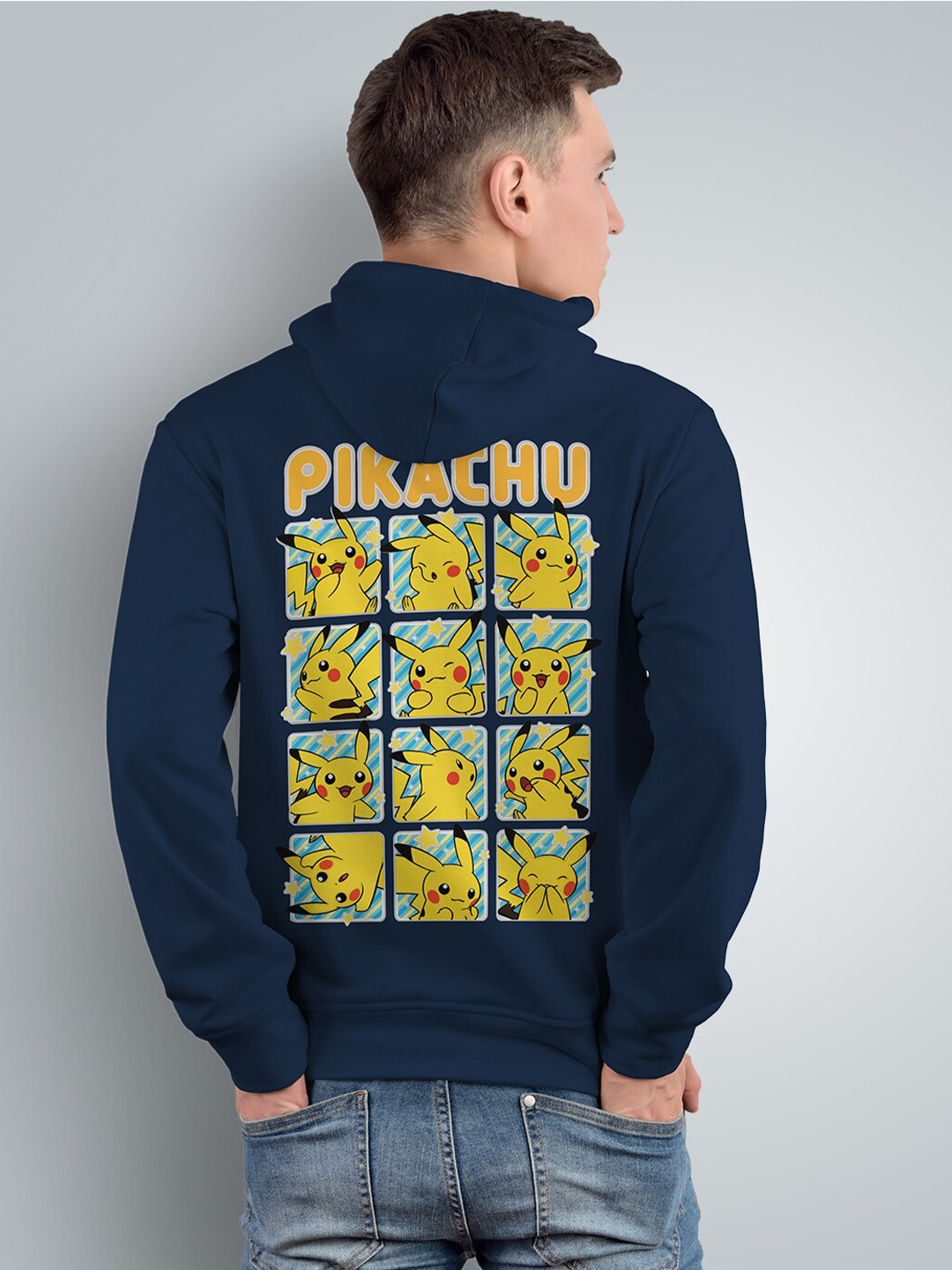 Crazymonk Printed Anime Pikachuu Hooded Cotton Sweatshirt