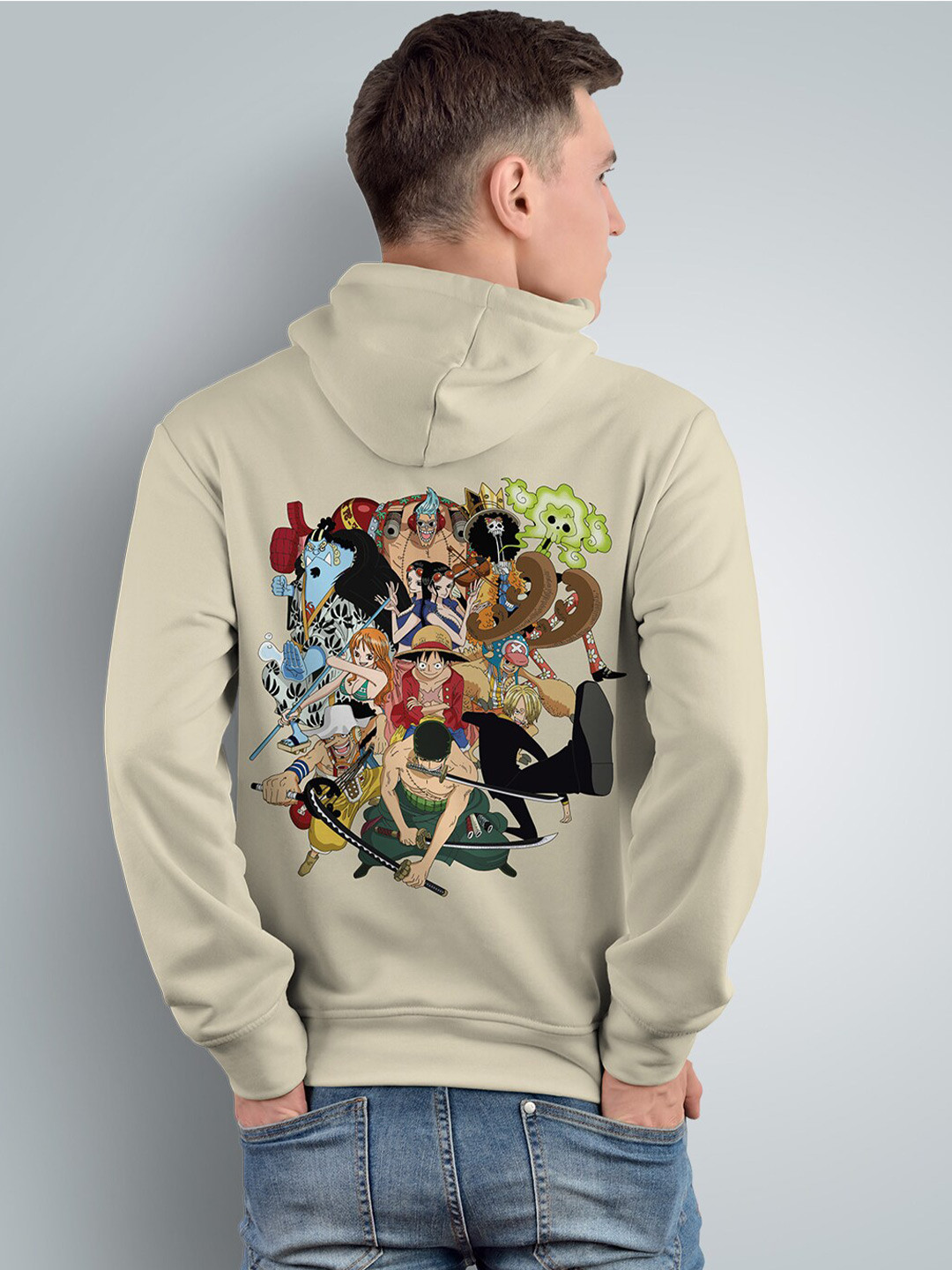 Crazymonk Printed Anime Straw Hat Pirates Hooded Sweatshirt