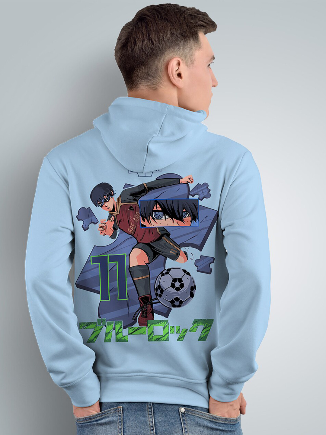 Crazymonk Printed Anime Egoist Isagi Hooded Cotton Sweatshirt