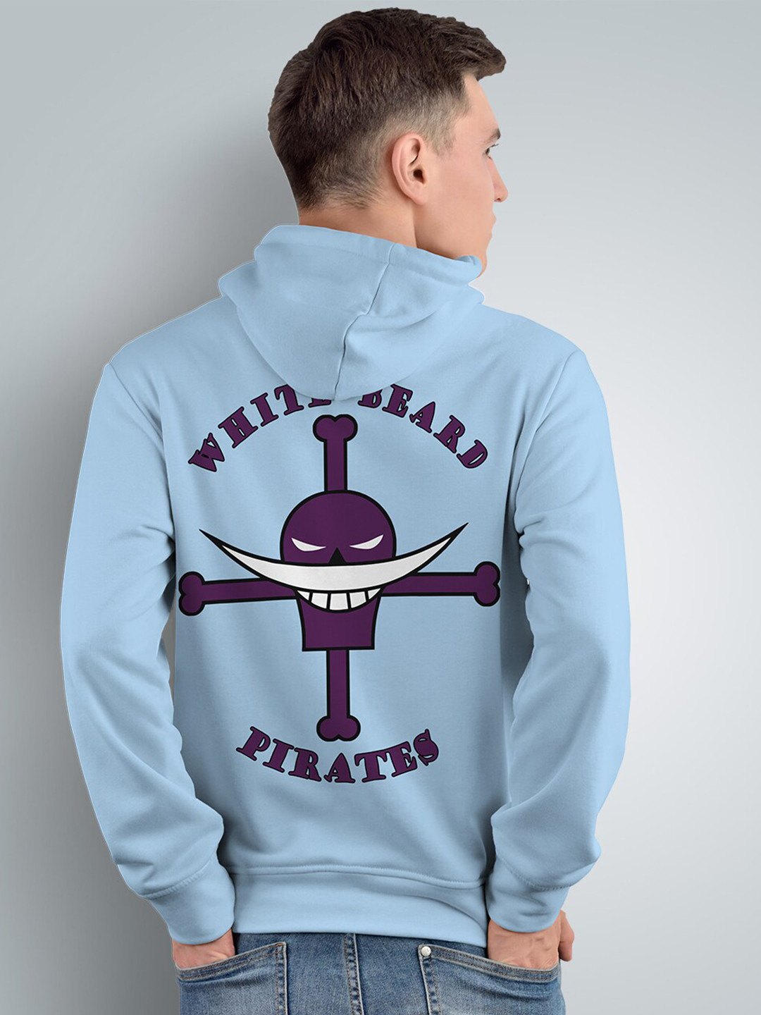 Crazymonk Printed Anime White Beard Pirates Hooded Cotton Sweatshirt