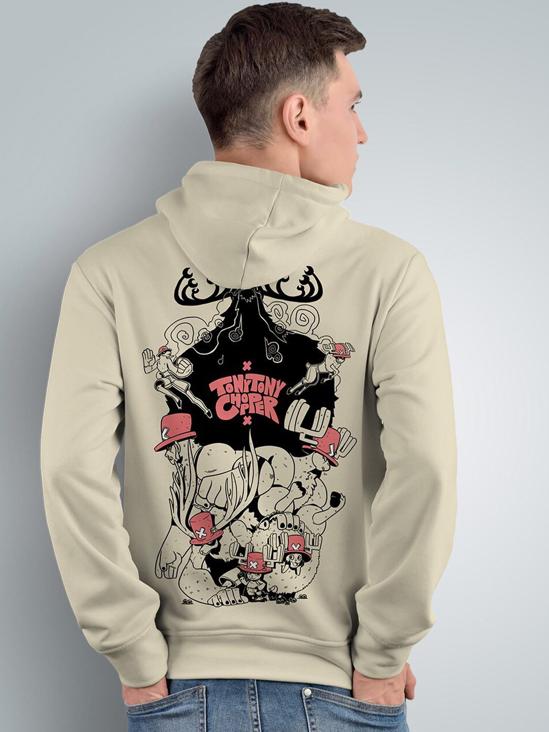 Crazymonk Tony Tony Chopper Anime Printed Hooded Cotton Sweatshirt