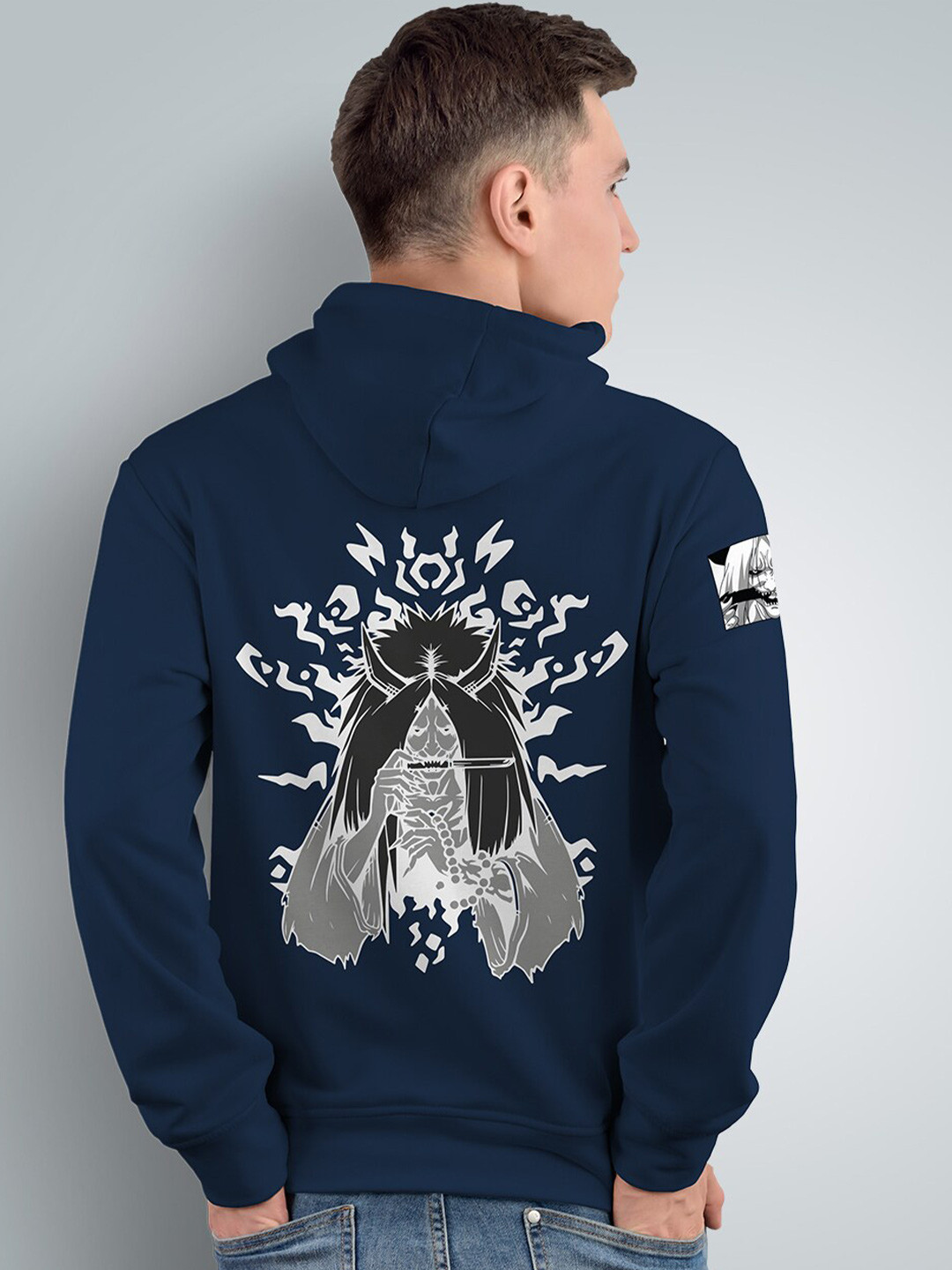 Crazymonk Printed Anime Death Reaper Seal Naruto Hooded Cotton Sweatshirt