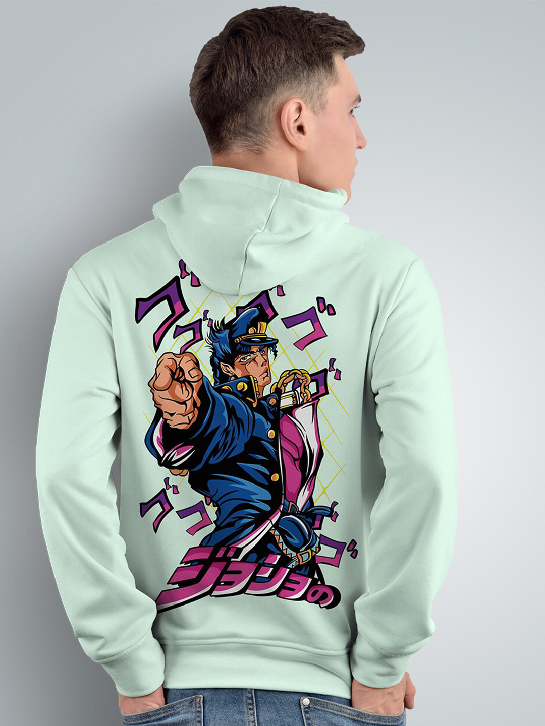 Crazymonk Printed Anime Jojos Bizzare Adventure Hooded Cotton Sweatshirt