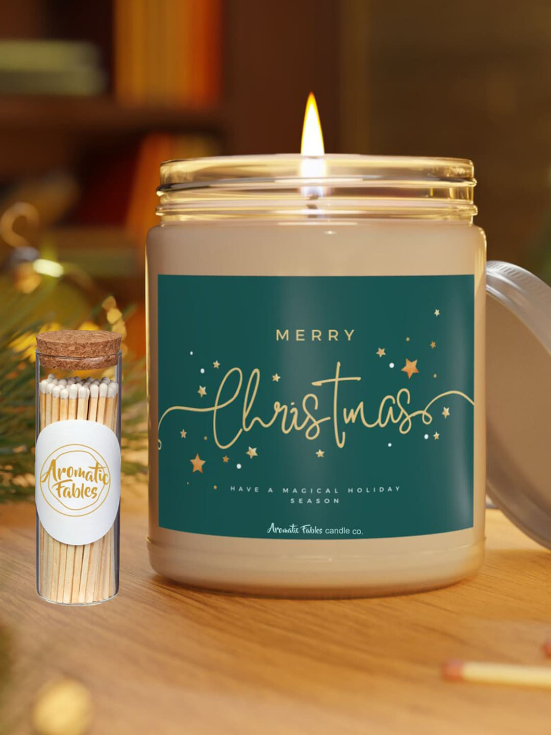 Aromatic Fables Mystical Aura of Christmas 1 Wick Mogra Conversational Round Jar Candles