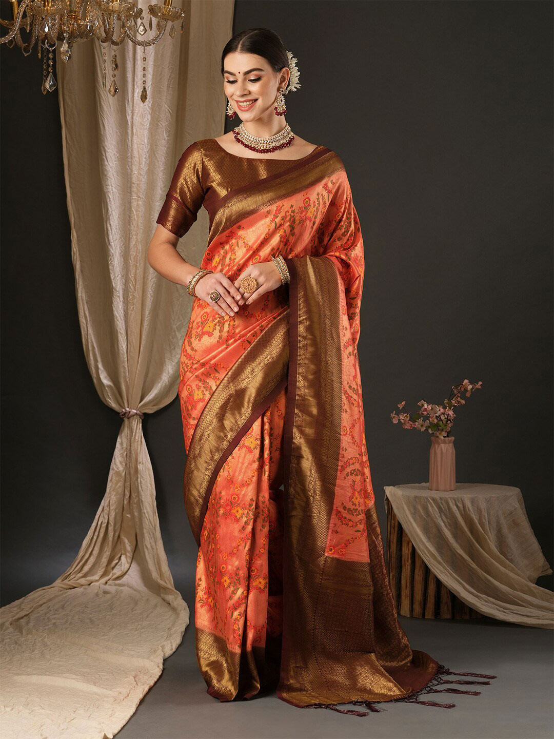 Anouk Ethnic Motifs Woven Design Traditional Wear Banarasi Saree